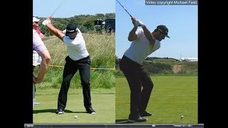 Jon Rahm golf swing  Long Iron faceon amp downtheline July 2017 [upl. by Yedoc]