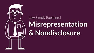 Misrepresentation and Nondisclosure  Contracts  Defenses amp Excuses [upl. by Absalom]