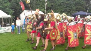 Roman Reenactment at the Amphitheatre in Caerleon Marching In [upl. by Attelra382]