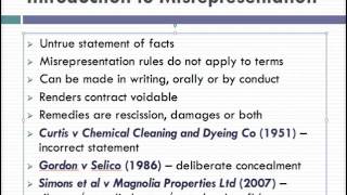 Misrepresentation Lecture 1 of 4 [upl. by Tsenrae]